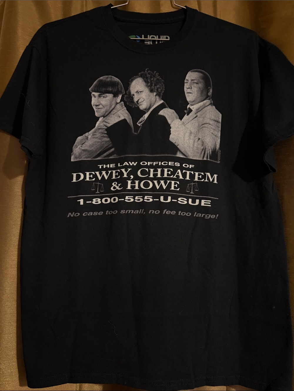 Liquido Black Graphic Tee with Dewey, Cheatem & Howe Print